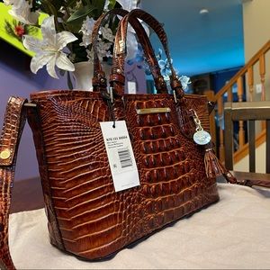 CLASSIC COLOR! NWT Brahmin Pecan Mini Asher Satchel Bag